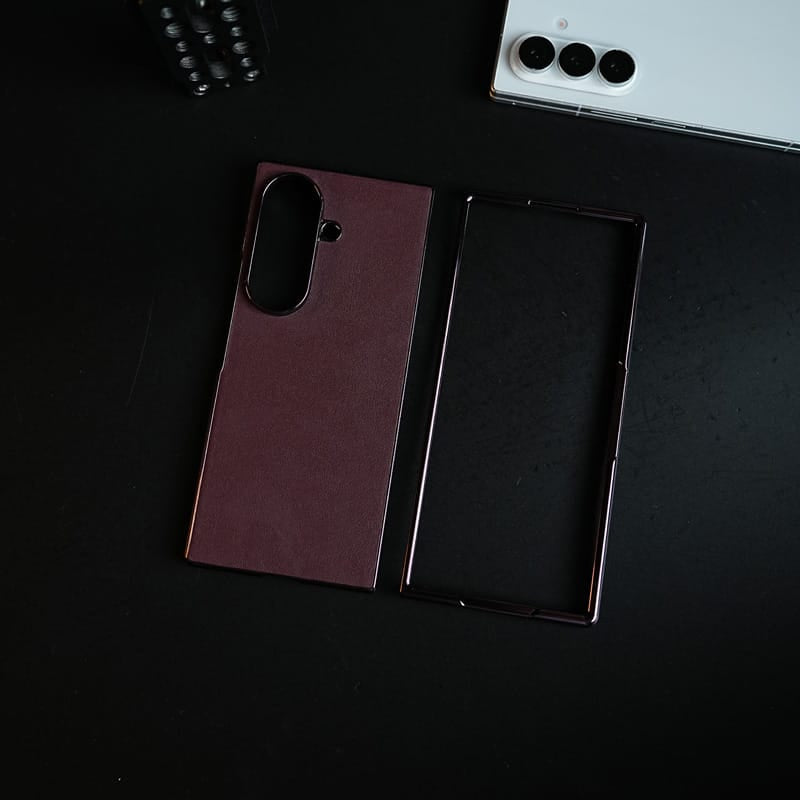 Burgundy Leather-Texture Case for Samsung Galaxy Z Fold 8 Ultra | Premium Matte Protective Back Cover