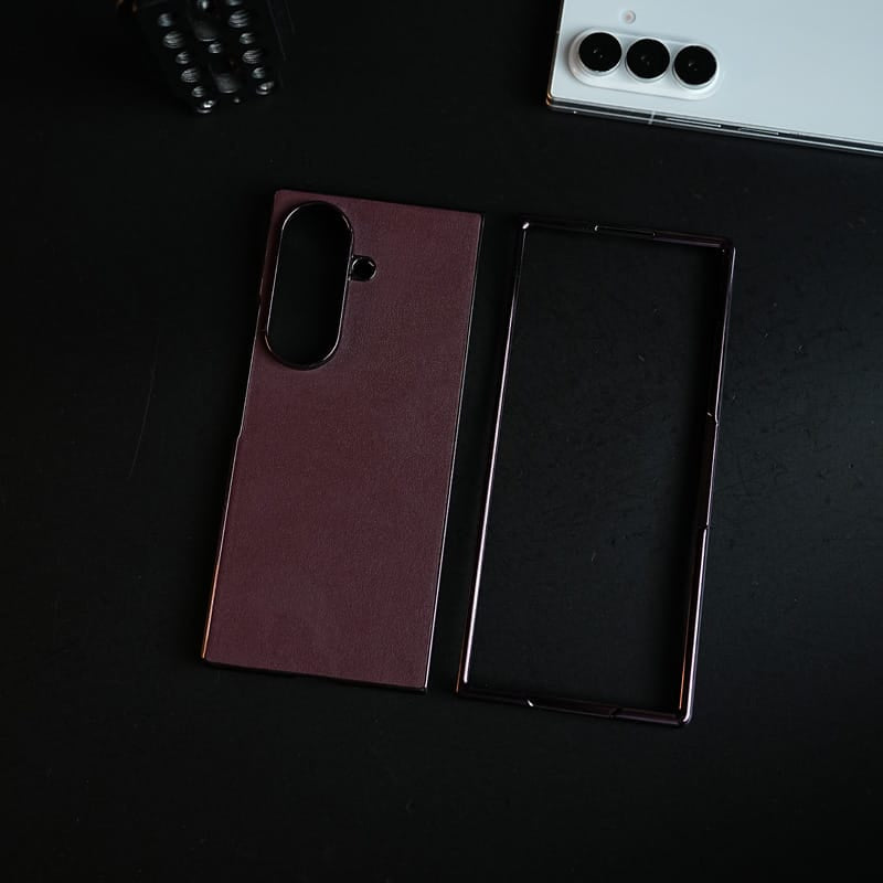 Burgundy Leather-Texture Case for Samsung Galaxy Z Fold 8 Ultra | Premium Matte Protective Back Cover