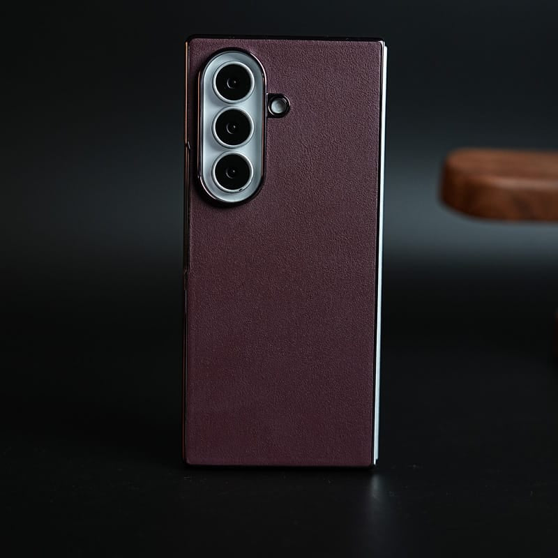 Burgundy Leather-Texture Case for Samsung Galaxy Z Fold 8 Ultra | Premium Matte Protective Back Cover
