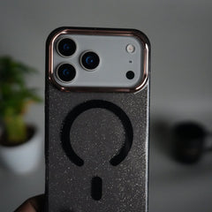 iPhone 17 Series Glitter MagSafe Case | Transparent Cover with Sparkle Finish & Metallic Camera Bumper
