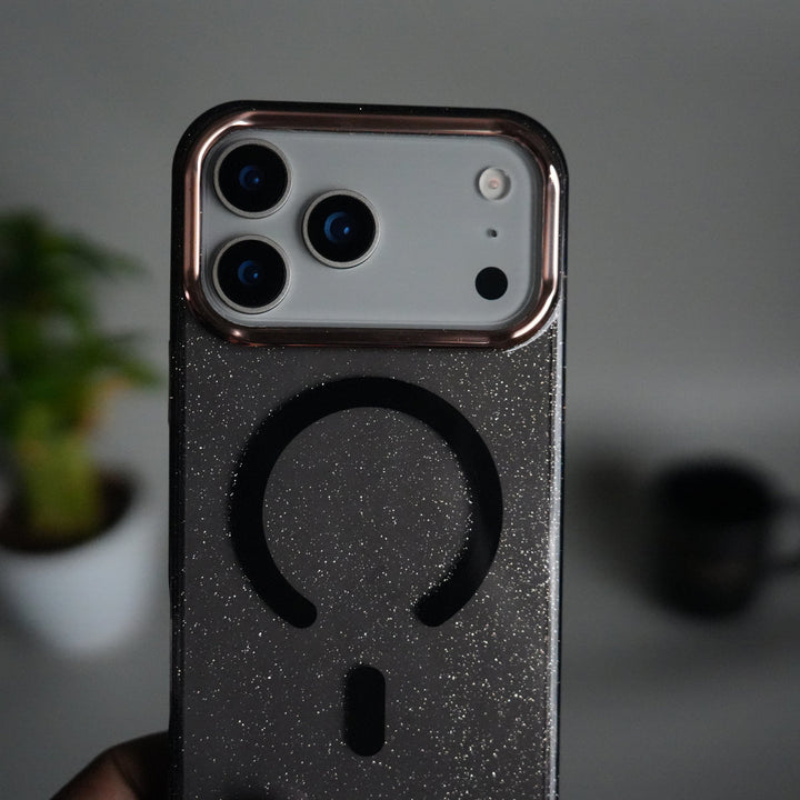 iPhone 17 Series Glitter MagSafe Case | Transparent Cover with Sparkle Finish &amp; Metallic Camera Bumper