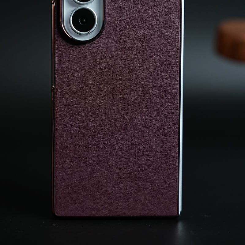 Burgundy Leather-Texture Case for Samsung Galaxy Z Fold 8 Ultra | Premium Matte Protective Back Cover