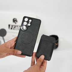 Galaxy S26 Ultra Magnetic PU Leather Wallet Case with Detachable Card Holder