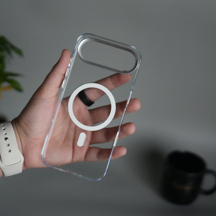 iPhone 17 Air Hard Crystal Transparent MagSafe Case | Anti-Yellow Clear Back Cover with Metal Camera Bump