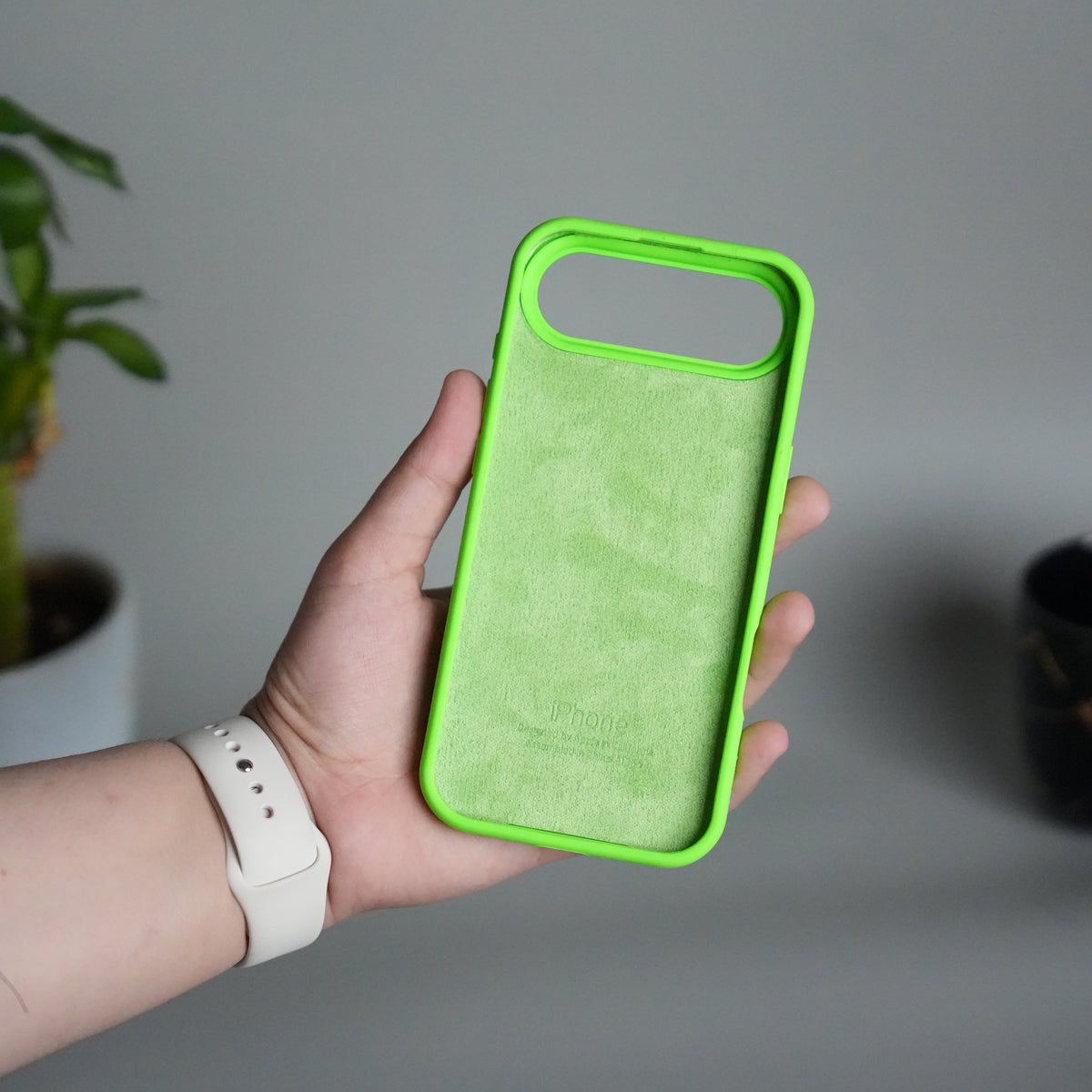 iPhone 17 Air Liquid Silicone Case Cover (Neon Green)
