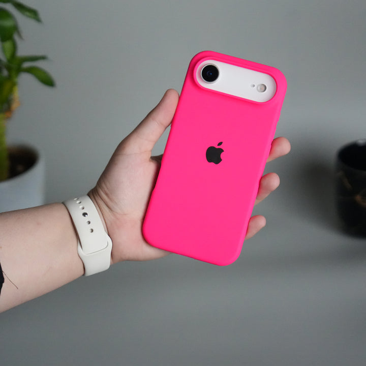 iPhone 17 Air Liquid Silicone Case Cover (Neon Pink)