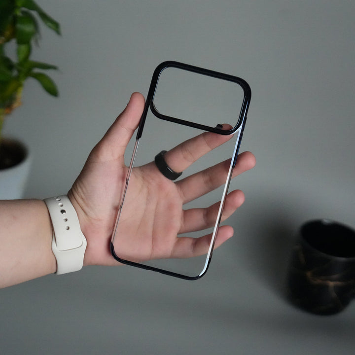 iPhone 17 Pro Clear Transparent Case | Slim Back Cover with Electroplated Edges | Blue