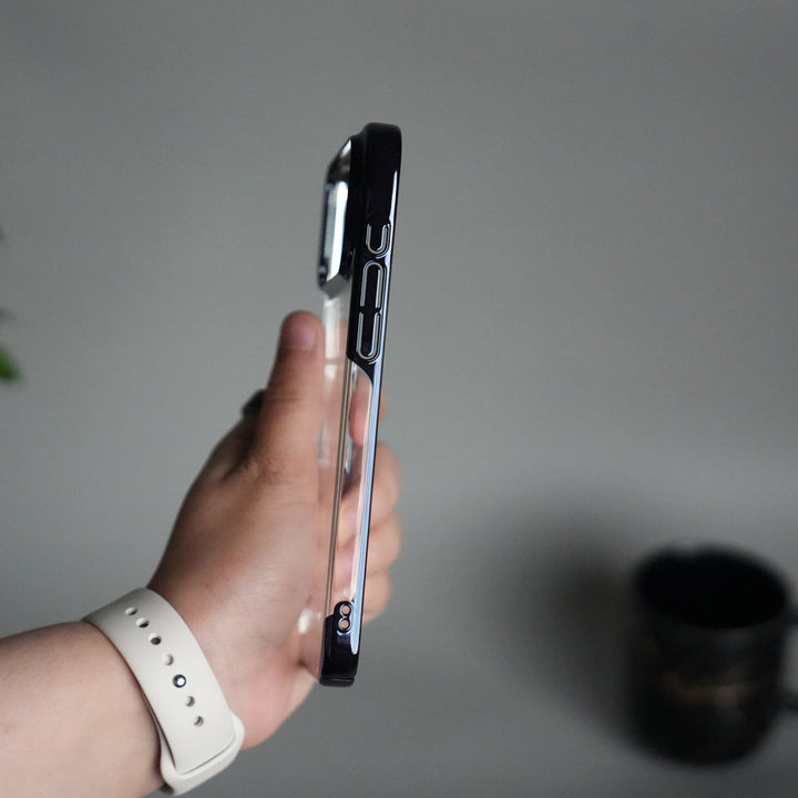 iPhone 17 Pro Max Clear Transparent Case | Slim Back Cover with Electroplated Edges | Blue