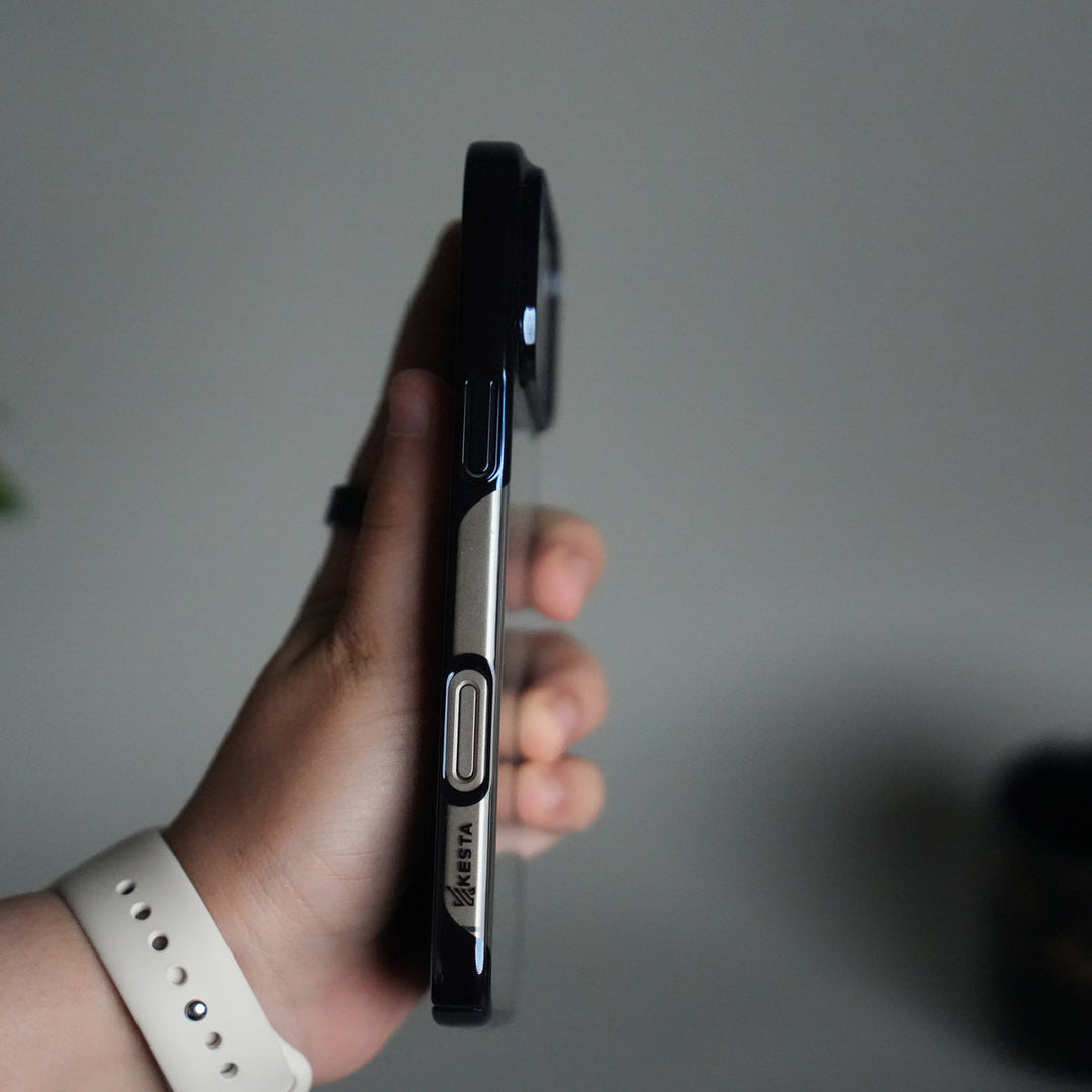 iPhone 17 Pro Max Clear Transparent Case | Slim Back Cover with Electroplated Edges | Blue