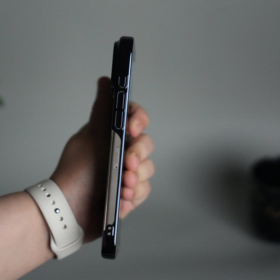 iPhone 17 Pro Clear Transparent Case | Slim Back Cover with Electroplated Edges | Blue