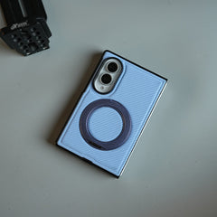 Carbon Fiber Texture Case for Samsung Galaxy Z Fold 8 | Rotating Metal Ring Stand Protective Cover