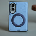 Carbon Fiber Texture Case for Samsung Galaxy Z Fold 8 | Rotating Metal Ring Stand Protective Cover