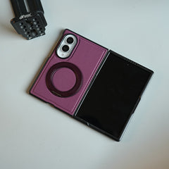Carbon Fiber Texture Case for Samsung Galaxy Z Fold 8 | Rotating Metal Ring Stand Protective Cover