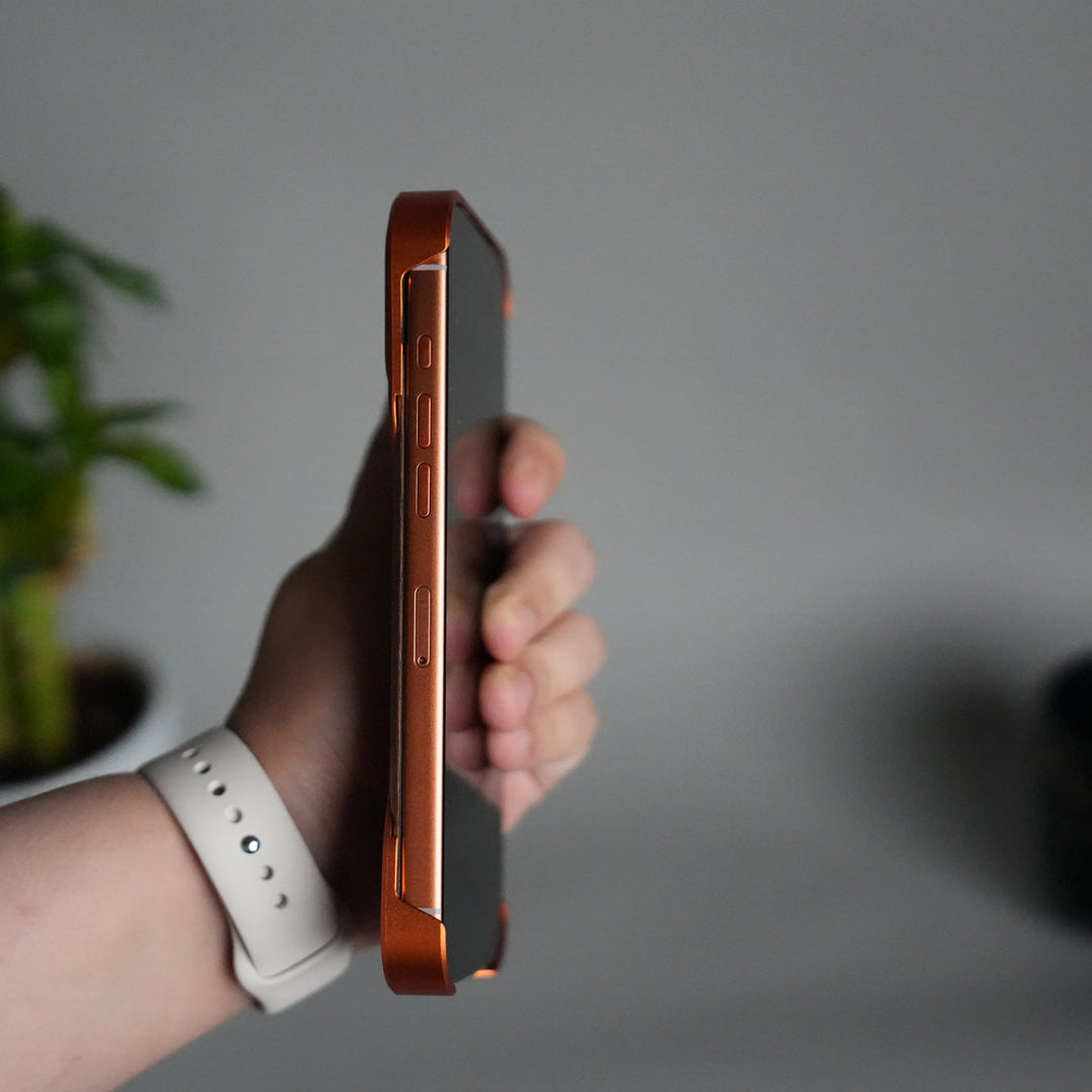 iPhone 17 Series Frameless Wooden Aluminium Case | Premium Metal Rotating Stand | Shockproof Luxury Wood Back Cover