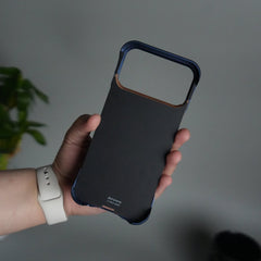 iPhone 17 Series Frameless Wooden Aluminium Case | Premium Metal Rotating Stand | Shockproof Luxury Wood Back Cover