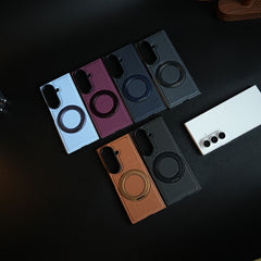 Carbon Fiber Texture Case for Samsung Galaxy Z Fold 8 Ultra | Rotating Metal Ring Stand Protective Cover