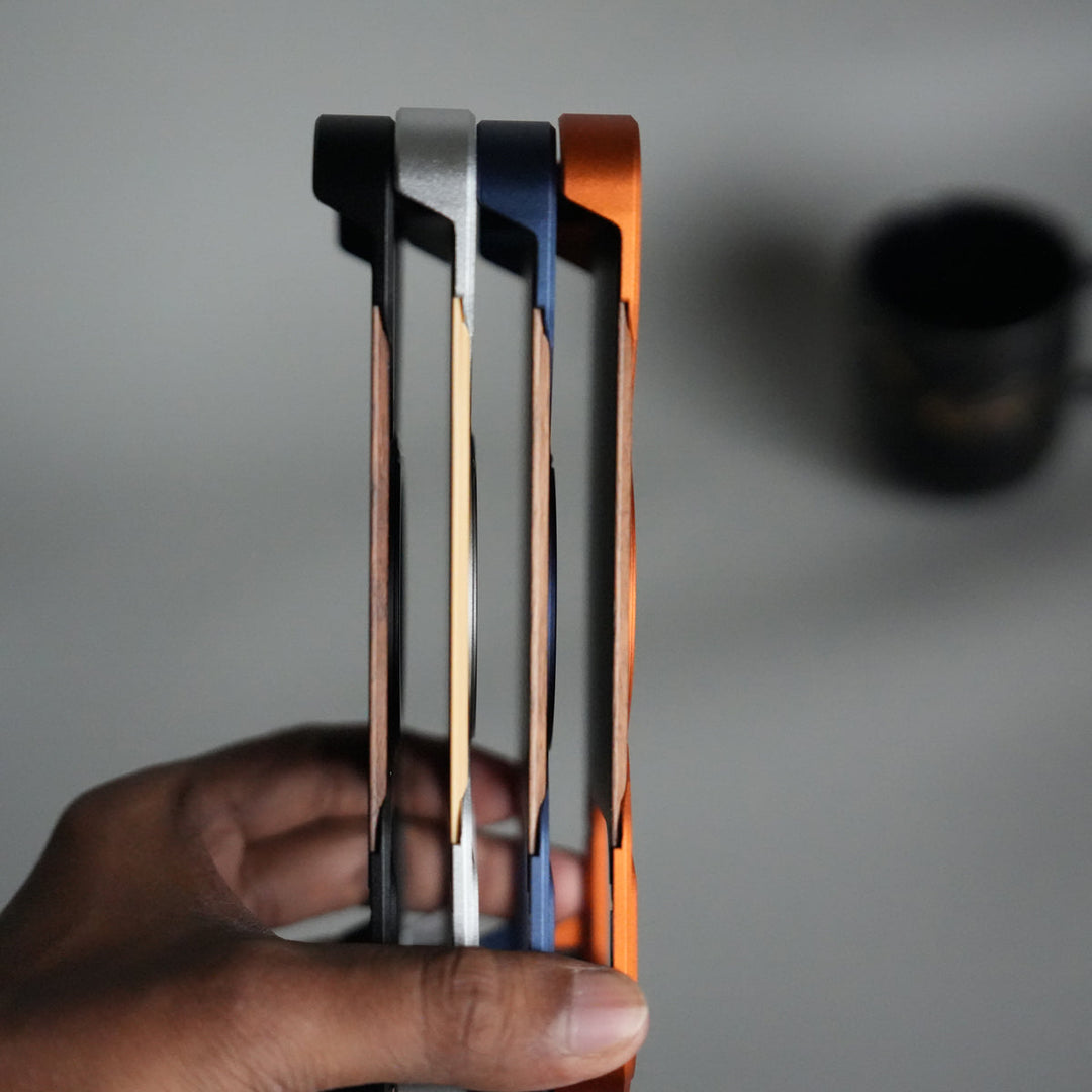 iPhone 17 Series Frameless Wooden Aluminium Case | Premium Metal Rotating Stand | Shockproof Luxury Wood Back Cover