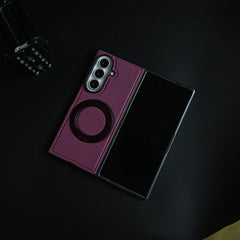 Carbon Fiber Texture Case for Samsung Galaxy Z Fold 8 Ultra | Rotating Metal Ring Stand Protective Cover