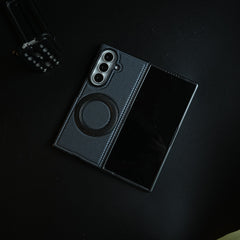 Carbon Fiber Texture Case for Samsung Galaxy Z Fold 8 Ultra | Rotating Metal Ring Stand Protective Cover