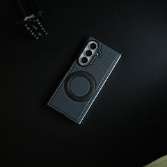 Carbon Fiber Texture Case for Samsung Galaxy Z Fold 8 Ultra | Rotating Metal Ring Stand Protective Cover