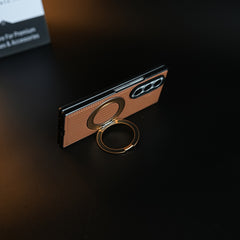 Carbon Fiber Texture Case for Samsung Galaxy Z Fold 8 Ultra | Rotating Metal Ring Stand Protective Cover