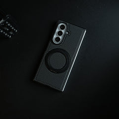 Carbon Fiber Texture Case for Samsung Galaxy Z Fold 8 Ultra | Rotating Metal Ring Stand Protective Cover