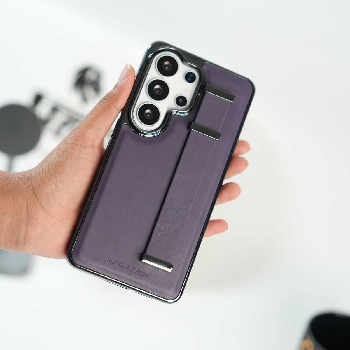 Galaxy Ultra Series PU Leather Strap Stand Case | Premium Grip Cover