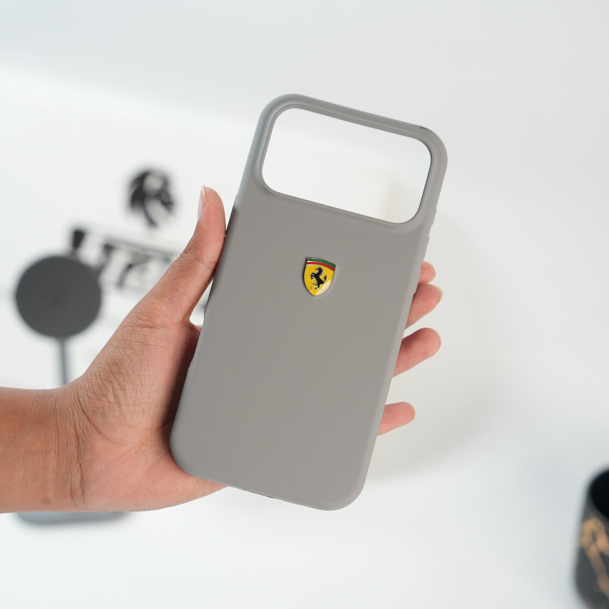 iPhone 17 Series Sports Car Logo Liquid Silicone Case Cover (Gray)