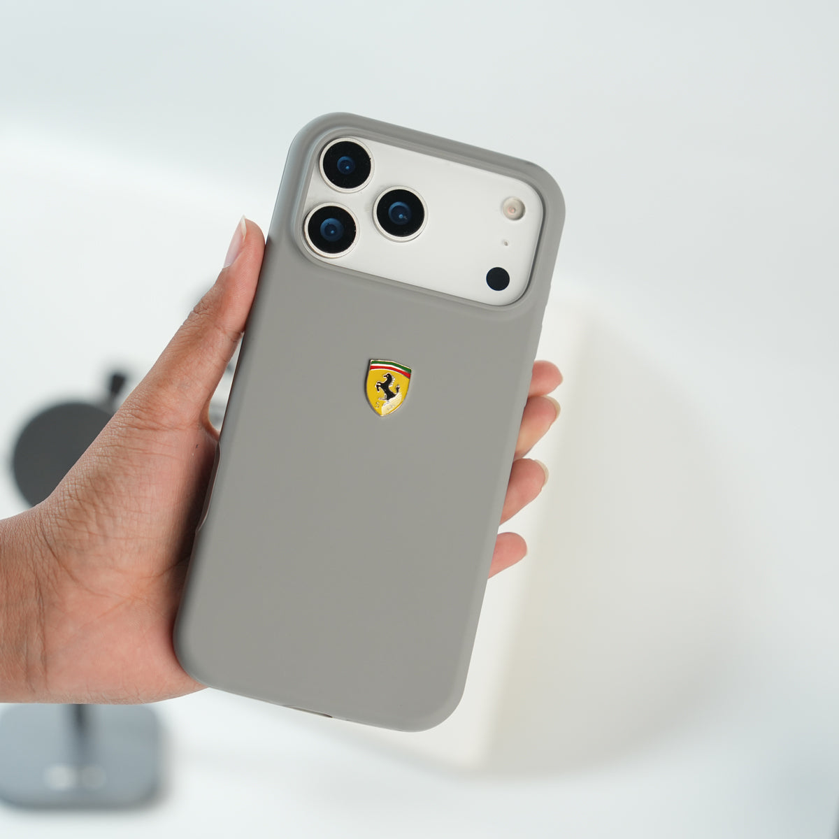 iPhone 17 Series Sports Car Logo Liquid Silicone Case Cover (Gray)