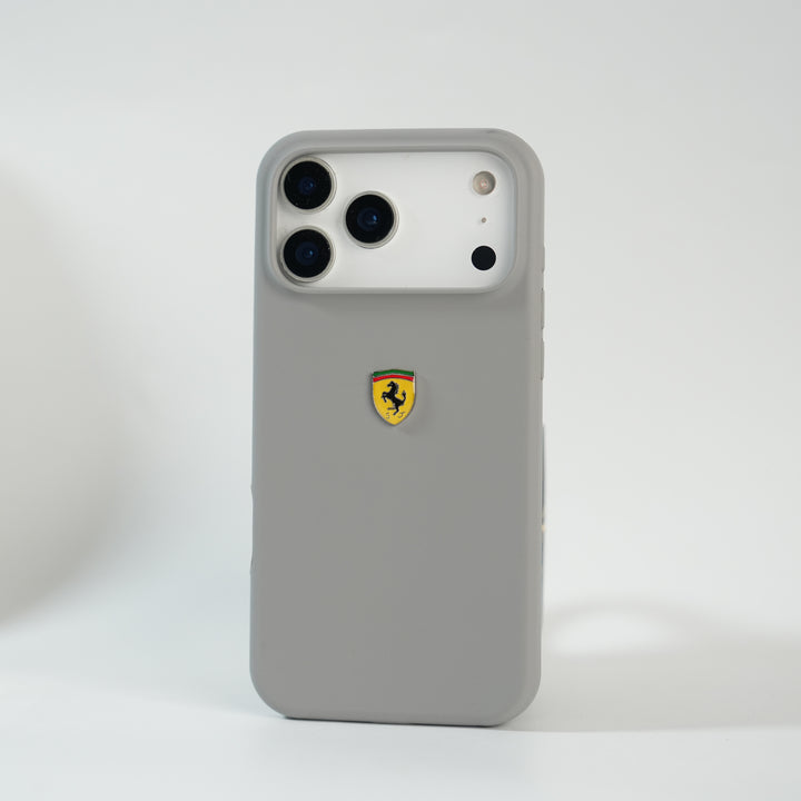 iPhone 17 Series Sports Car Logo Liquid Silicone Case Cover (Gray)