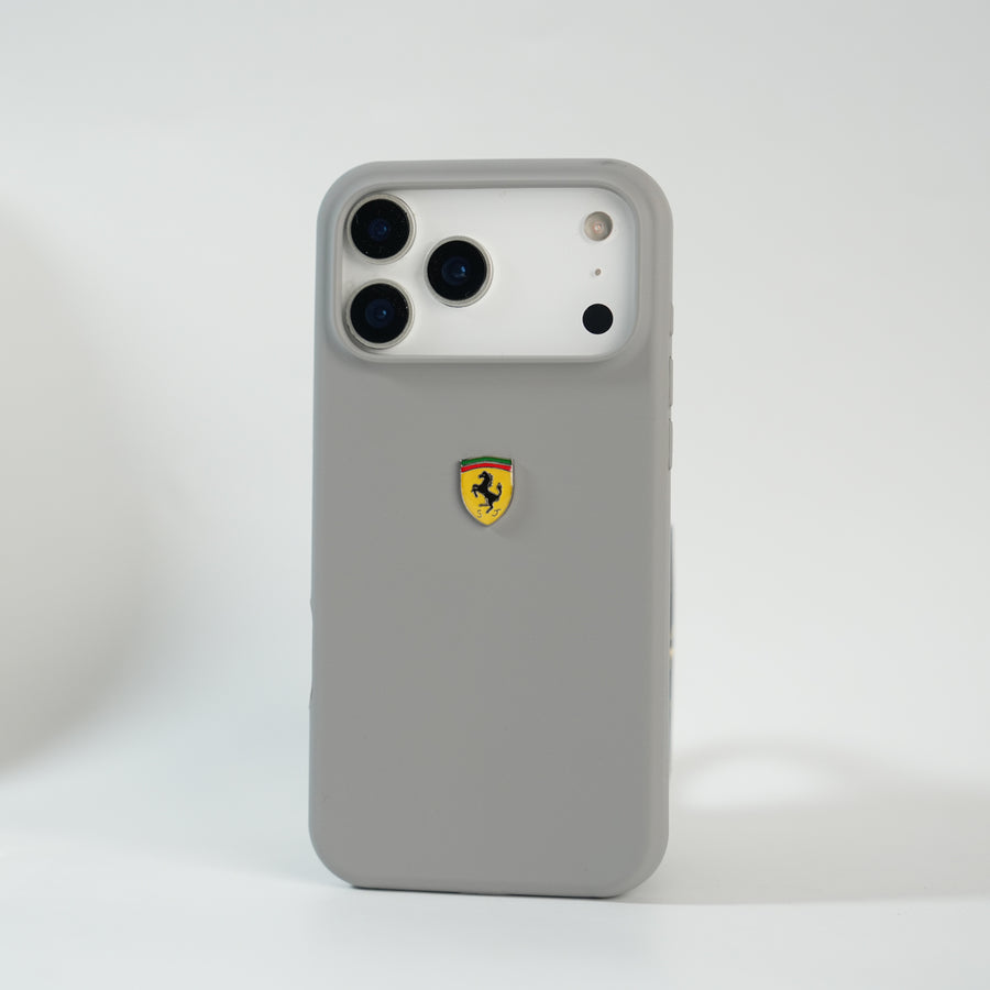iPhone 17 Series Sports Car Logo Liquid Silicone Case Cover (Gray)