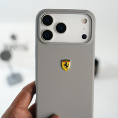 iPhone 17 Series Sports Car Logo Liquid Silicone Case Cover (Gray)
