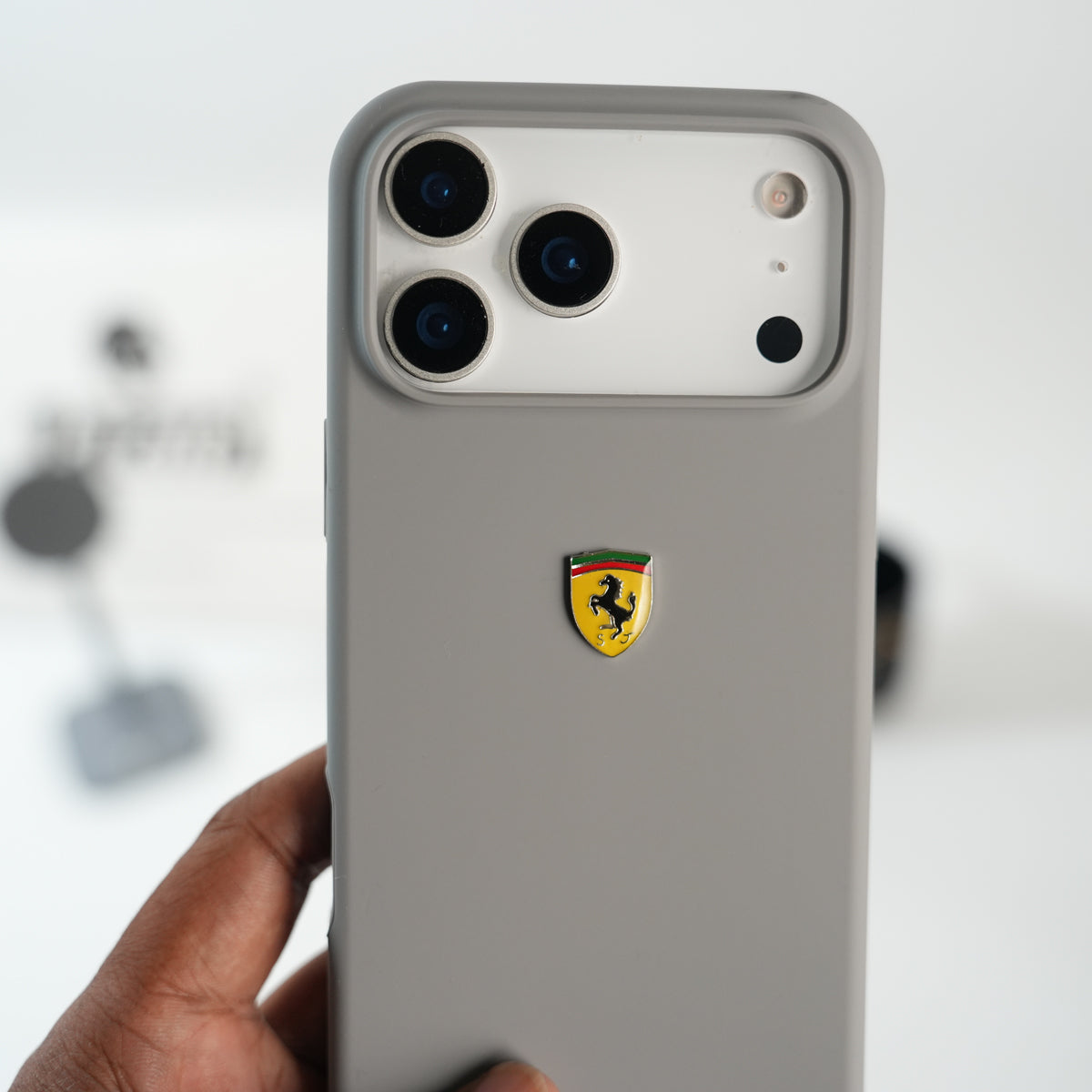iPhone 17 Series Sports Car Logo Liquid Silicone Case Cover (Gray)