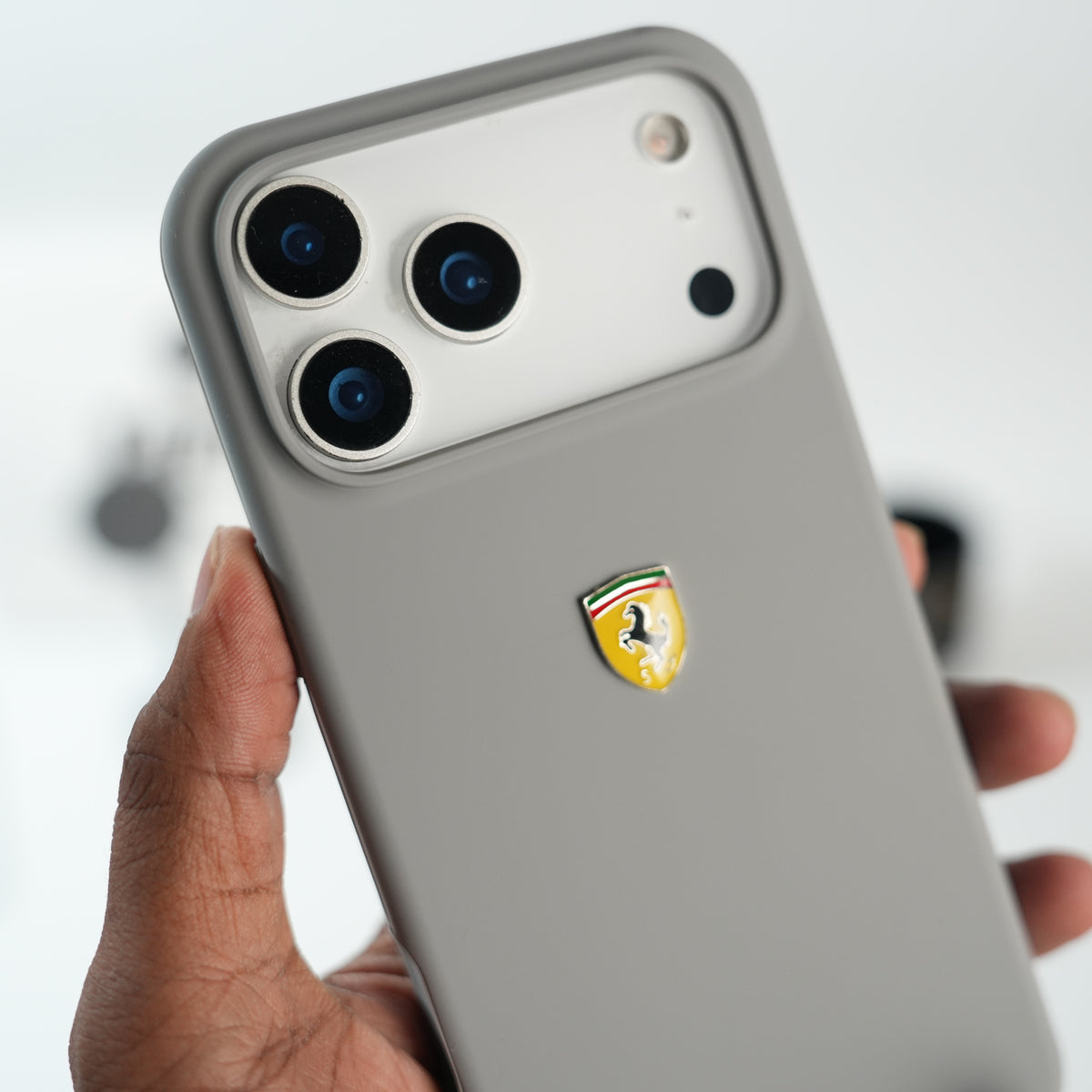 iPhone 17 Series Sports Car Logo Liquid Silicone Case Cover (Gray)