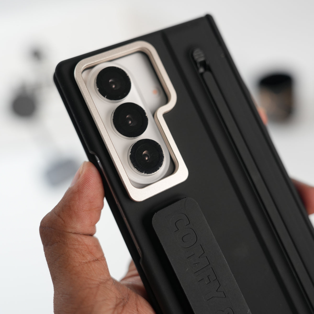Galaxy Z Fold Series Premium Grip Strap Case with S Pen Holder & Stand