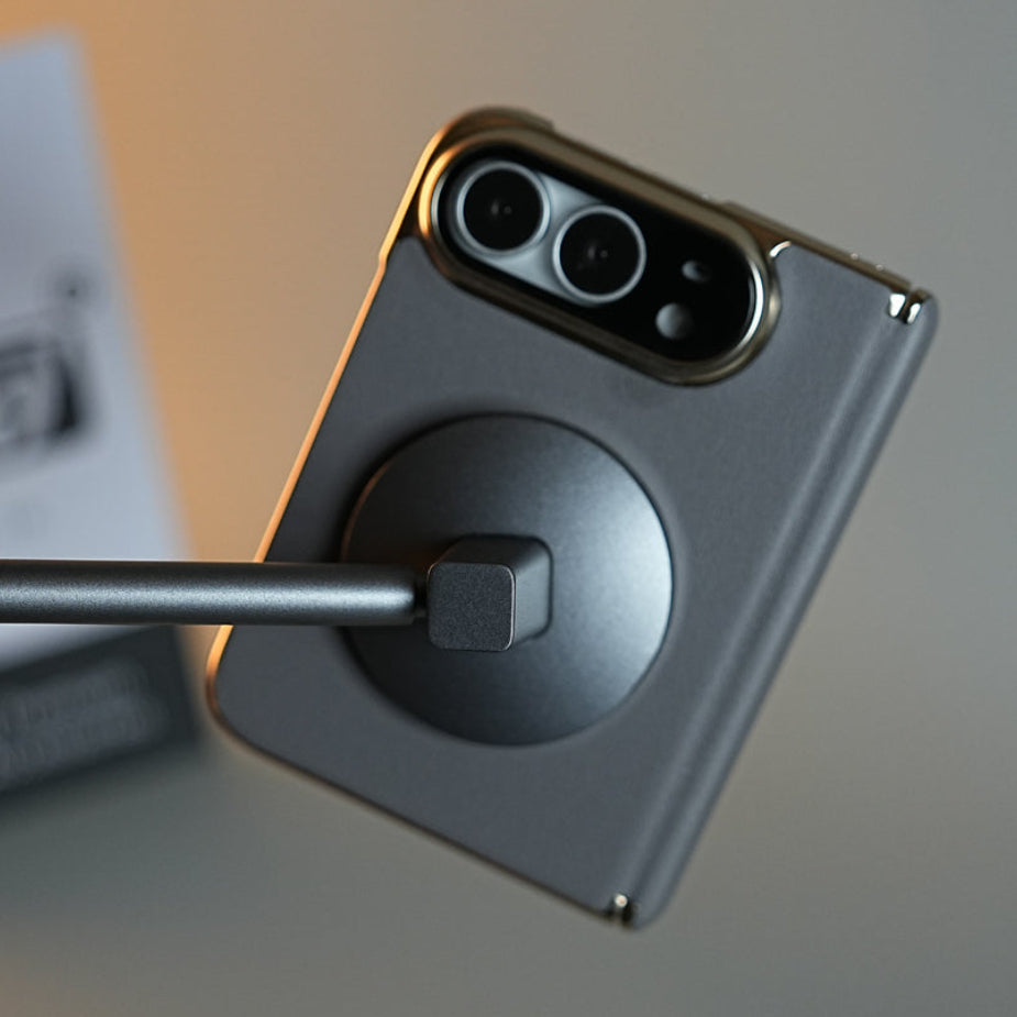 Premium Leather Texture MagSafe Case for iPhone Duo with Camera Glass & Hinge Protection