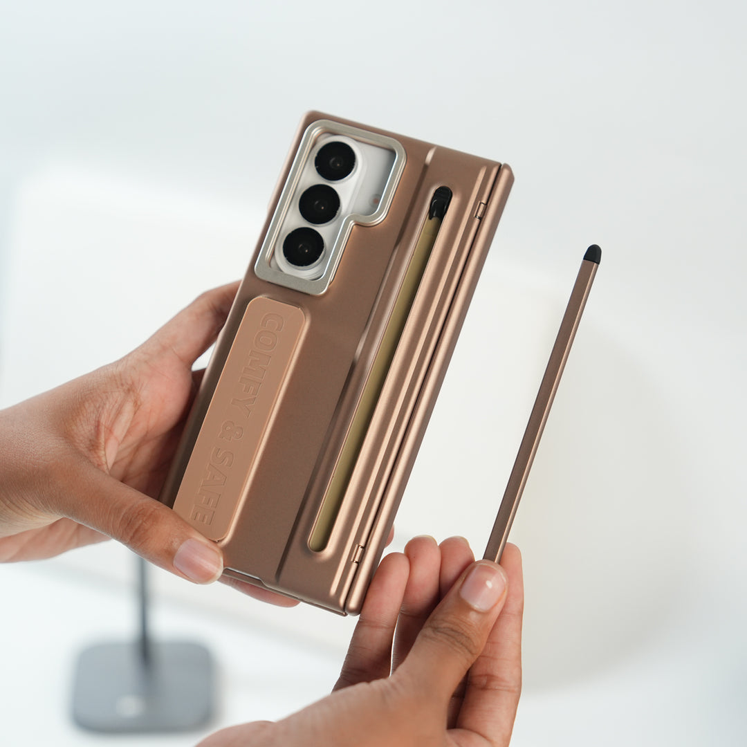 Galaxy Z Fold Series Premium Grip Strap Case with S Pen Holder &amp; Stand
