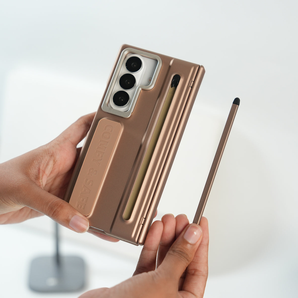 Galaxy Z Fold Series Premium Grip Strap Case with S Pen Holder & Stand