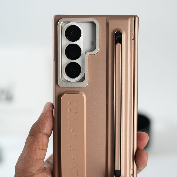 Galaxy Z Fold Series Premium Grip Strap Case with S Pen Holder &amp; Stand