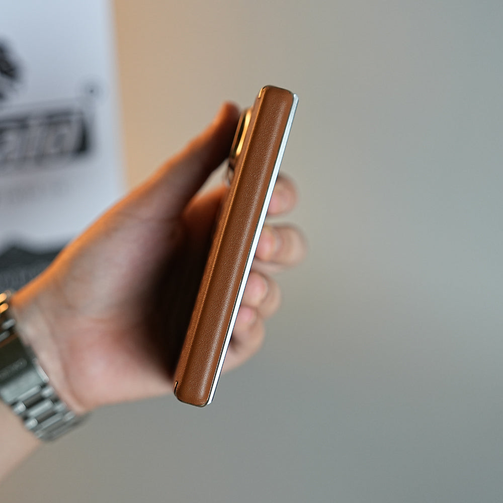 Chevron Ribbed Leather-Texture Case for iPhone Duo with Camera Glass & Hinge Protection