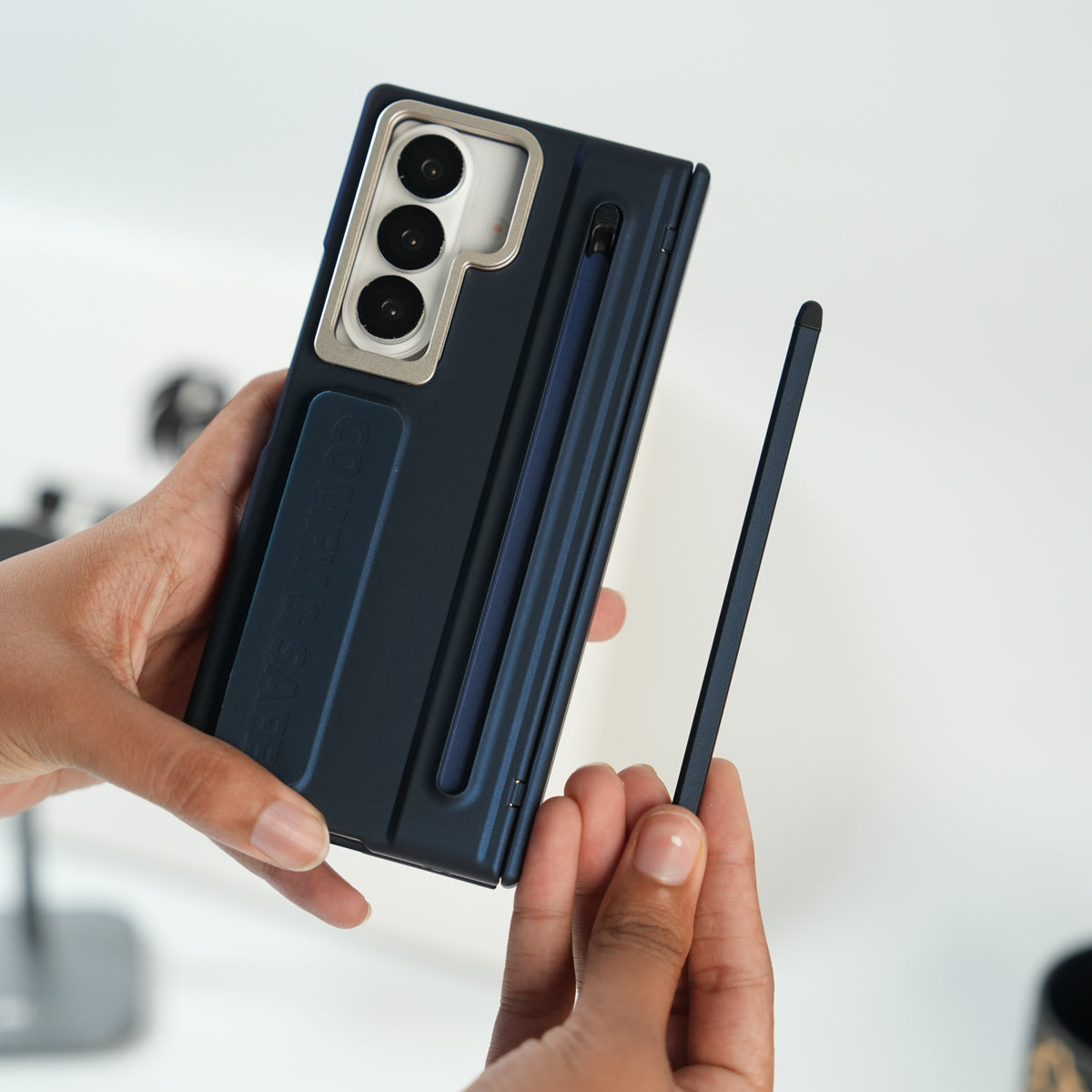 Galaxy Z Fold Series Premium Grip Strap Case with S Pen Holder & Stand