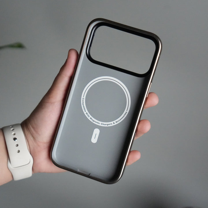 iPhone 17 Pro Premium Leather Back Case with Metal Kickstand And camera Bump Cover