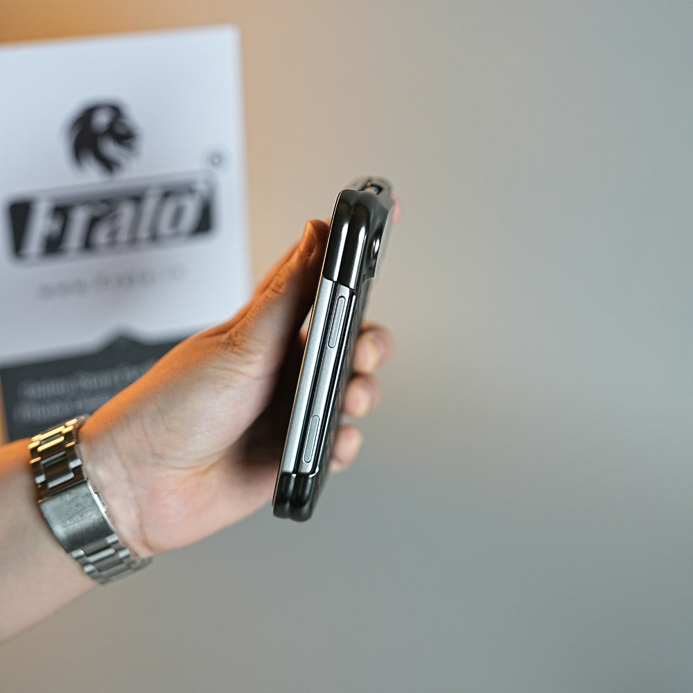 Chevron Ribbed Leather-Texture Case for iPhone Duo with Camera Glass & Hinge Protection