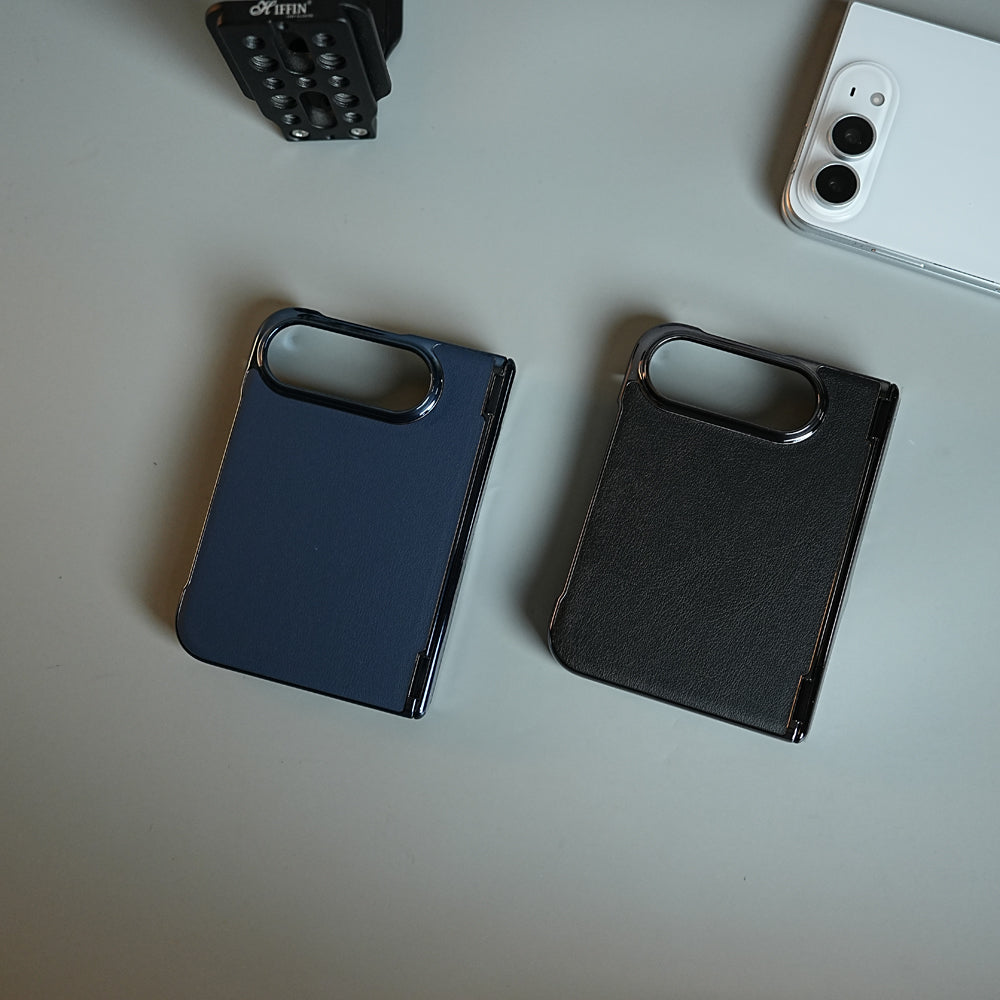 Leather Texture Case for iPhone Duo with Chrome Side | MagSafe Compatible | Hinge Protection