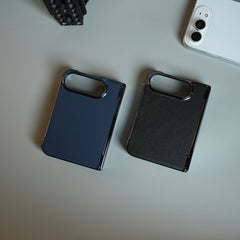 Leather Texture Case for iPhone Duo with Chrome Side | MagSafe Compatible | Hinge Protection