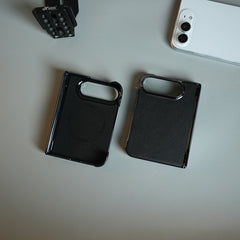 Leather Texture Case for iPhone Duo with Chrome Side | MagSafe Compatible | Hinge Protection