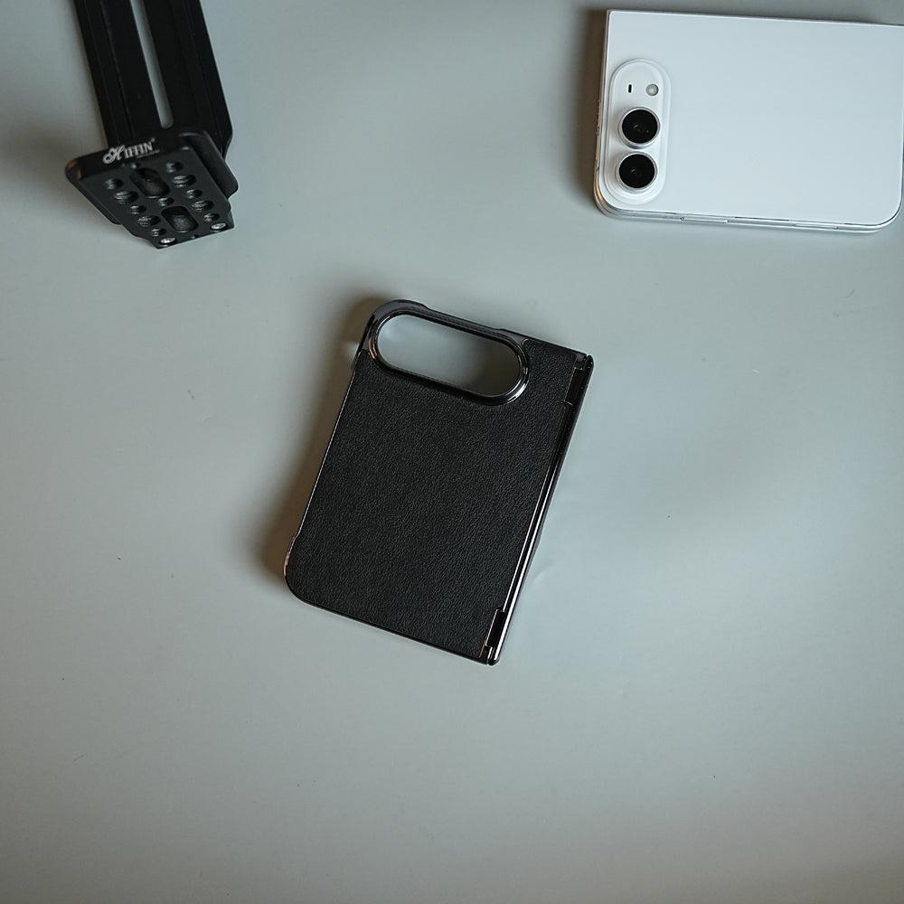Leather Texture Case for iPhone Duo with Chrome Side | MagSafe Compatible | Hinge Protection