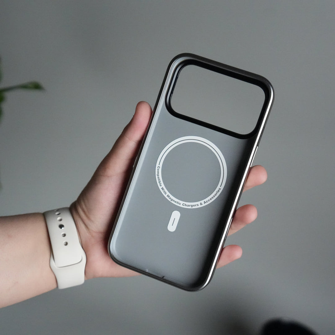 iPhone 17 Pro Premium Leather Back Case with Metal Kickstand And camera Bump Cover