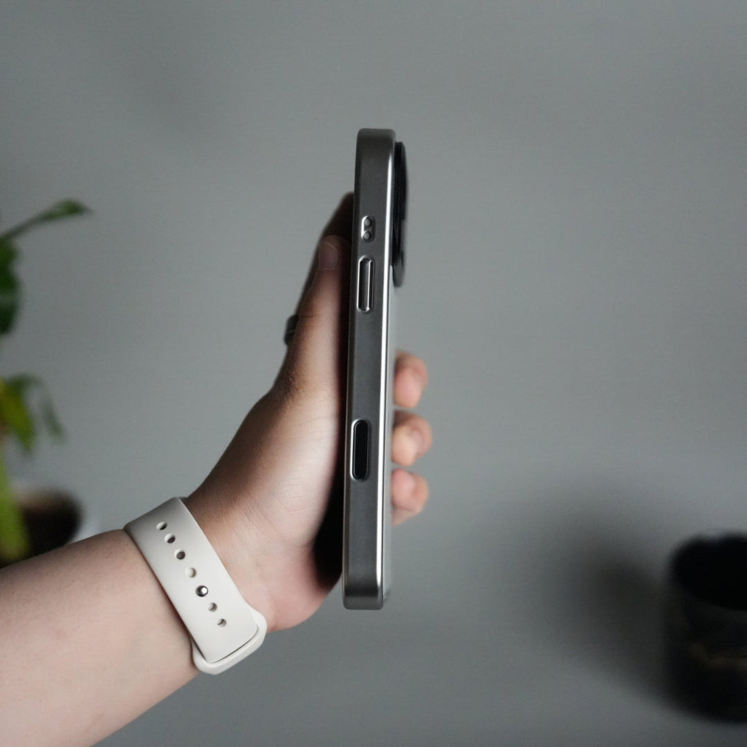 iPhone 17 Pro Max Premium Leather Back Case with Metal Kickstand And camera Bump Cover