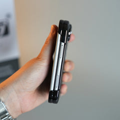 Leather Texture Case for iPhone Duo with Chrome Side | MagSafe Compatible | Hinge Protection
